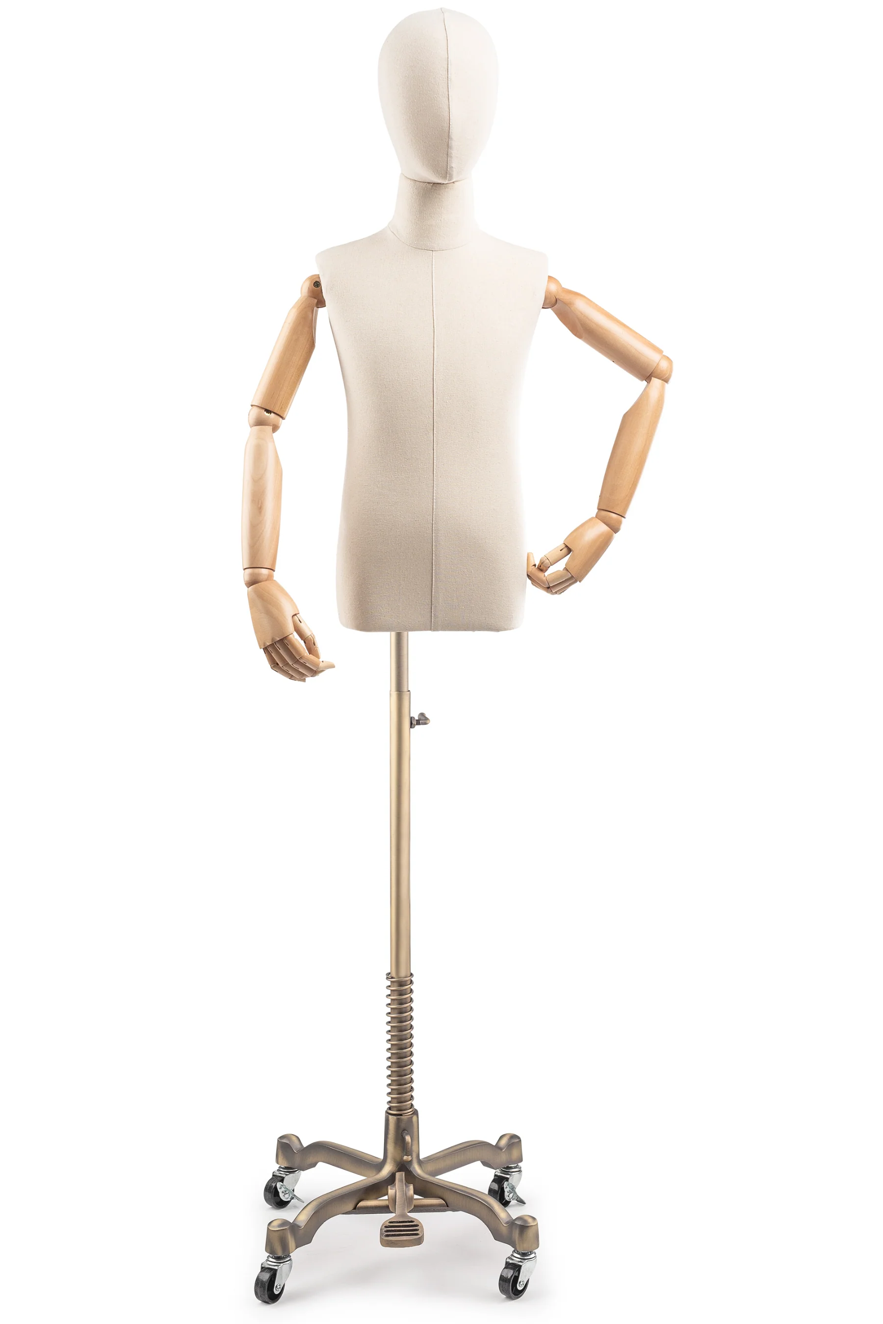 Child Display Dress Form on Metal Rolling Base (Head & Arms Version) - Image 22