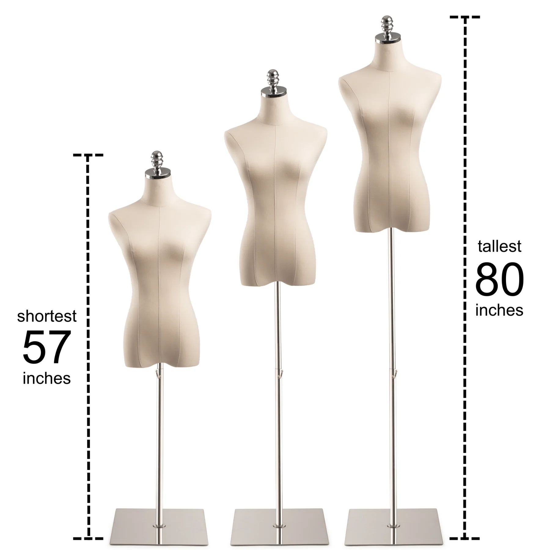 Female Display Dress Form on Metal Flat Base - Image 8