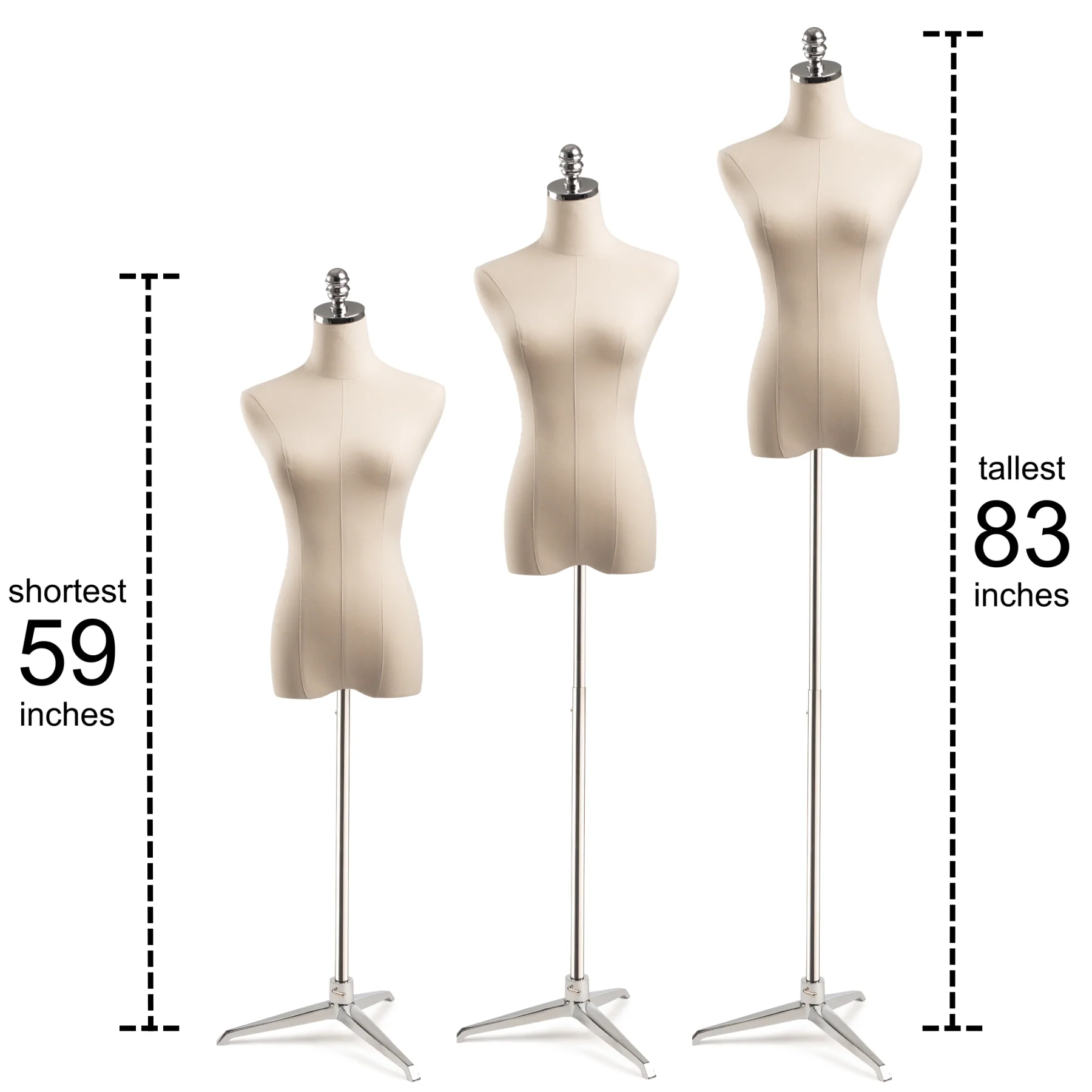 Female Display Dress Form on Metal Tripod Base - Image 16