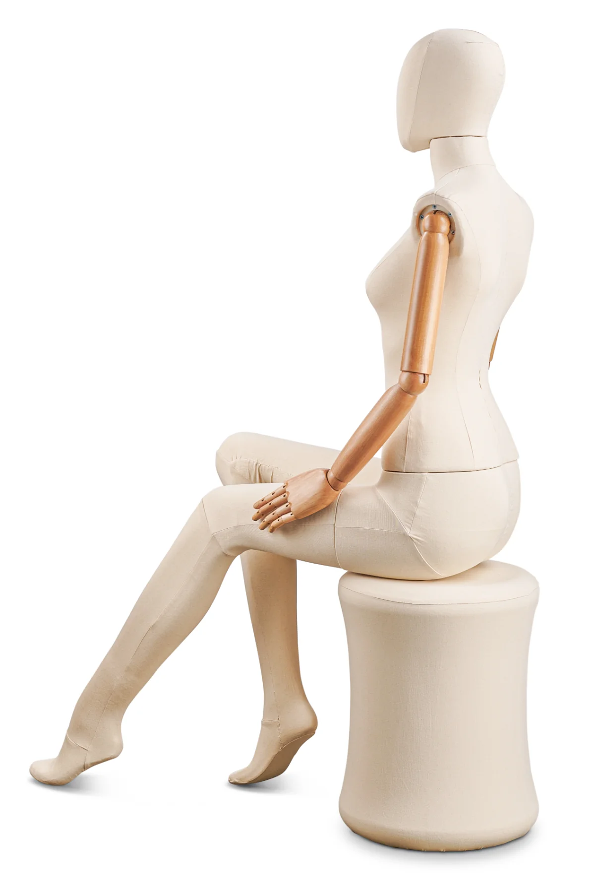 Female Fabric Wrapped Mannequin in Standing or Sitting Pose w/ Articulating Arms (WP Series) - Image 44