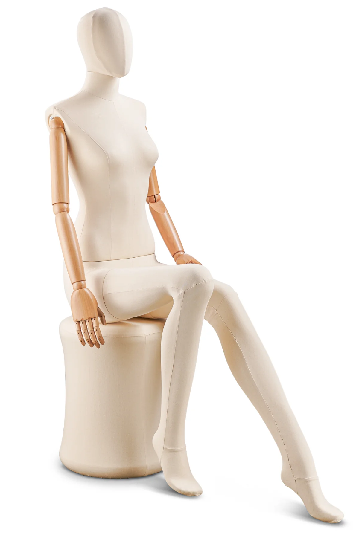 Female Fabric Wrapped Mannequin in Standing or Sitting Pose w/ Articulating Arms (WP Series) - Image 49