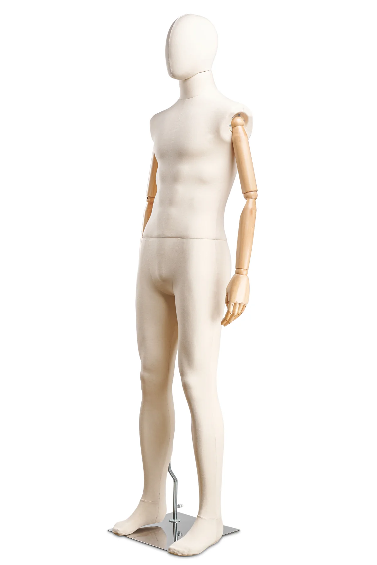 Male Fabric Wrapped Mannequin in Standing or Sitting Pose w/ Articulating Arms (WP Series) - Image 3