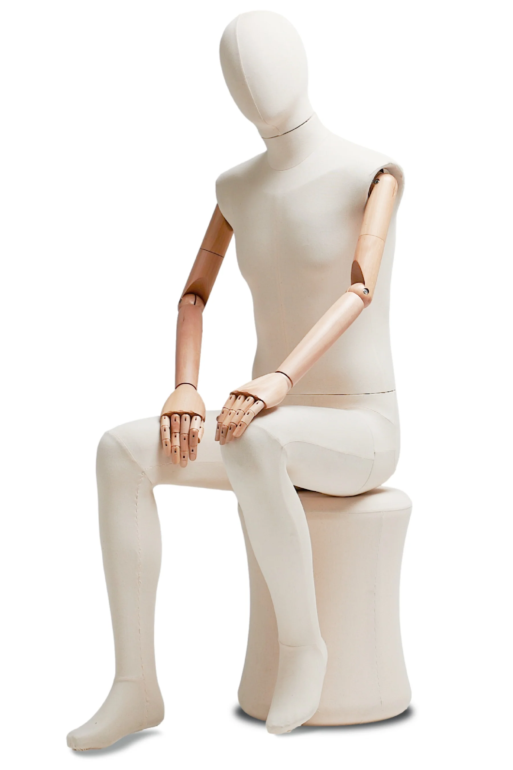 Male Fabric Wrapped Mannequin in Standing or Sitting Pose w/ Articulating Arms (WP Series) - Image 41